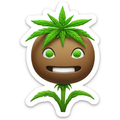 Marijuana plant smiling ￼ sticker