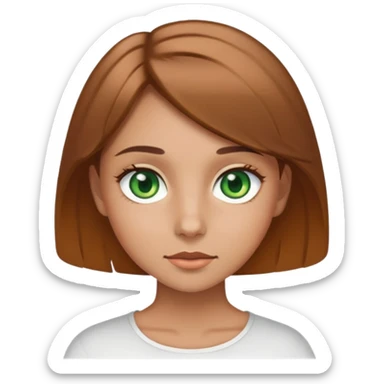 Girl with short light brown hair with green eyes and tan skin sticker