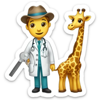 giraffe doctor with  ruler sticker