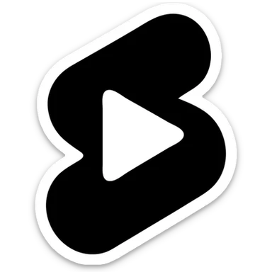 Modern minimalist logo inspired by YouTube Shorts but clearly distinct. Abstract red and white shapes on a white background. No text. Design a dynamic, playful symbol using rounded geometric forms, slightly resembling a play button or a film strip, but reimagined with a unique twist. Must look tech-oriented, simple, and brandable sticker