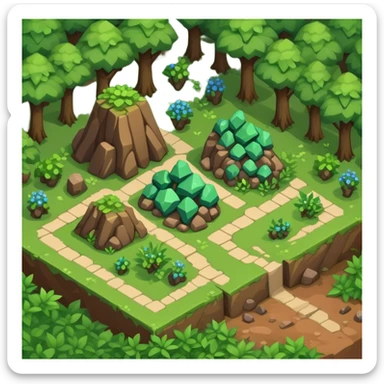 StarCraft-inspired, isometric RTS rugged terrain tile forest sticker