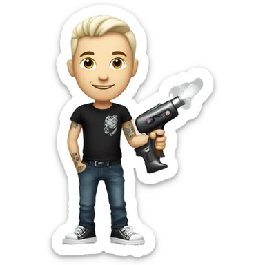 White Tattoo Artist Boy with tattoo gun sticker