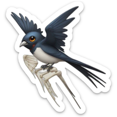 a swallow with skeleton wings sticker