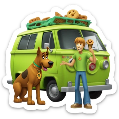 Shaggy and Scooby-Doo and the Mystery Machine sticker