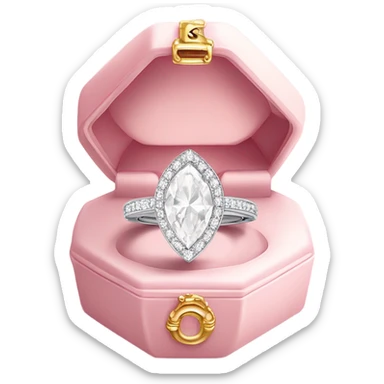 luxury all white diamond ring inside light pink elegance box sticker