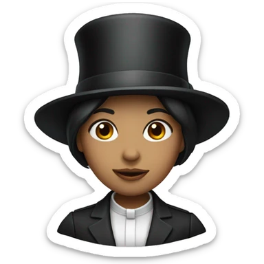 Woman with dark short bob in top hat sticker