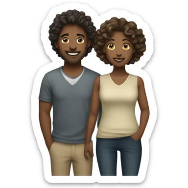 wavy haired heterosexual couple sticker
