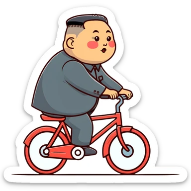 Kim Jong Un riding a bicycle from side view sticker