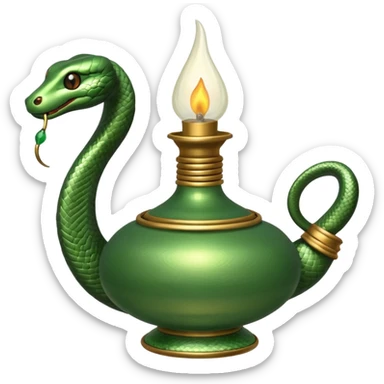 uma lamparina tradicional  com uma cobra em volta  sticker