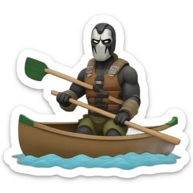 Bane in a canoe on a river sticker