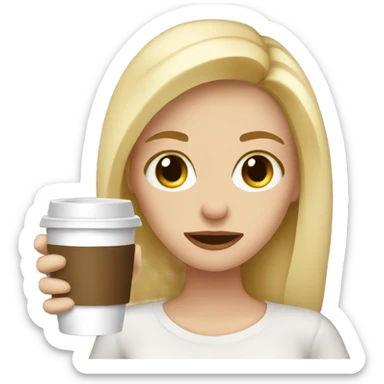 Blonde girl addicted to coffee sticker