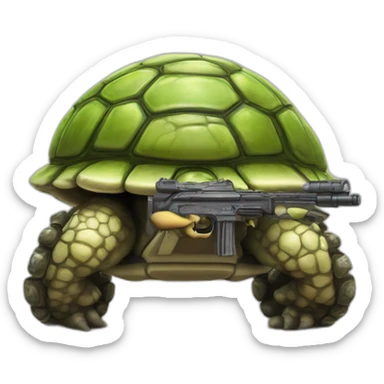 Strong muscles Mushroom turtle with a machine gun with turtle shell on helmet sticker