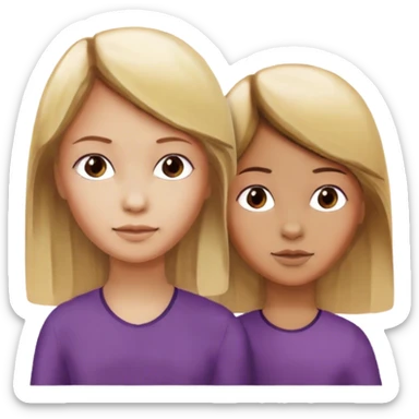 een blond meisje die lang is en een klein meisje met bruin haar en tan sticker