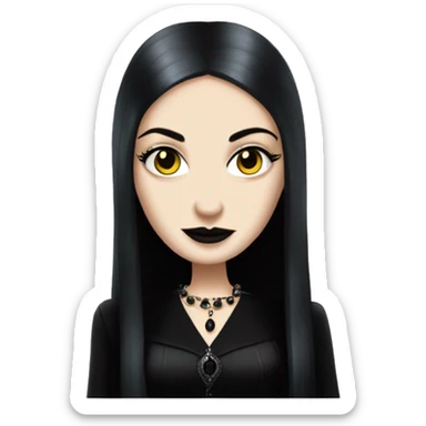 teen Morticia Addams,cute,showing off, show full body, accessories, dress  sticker