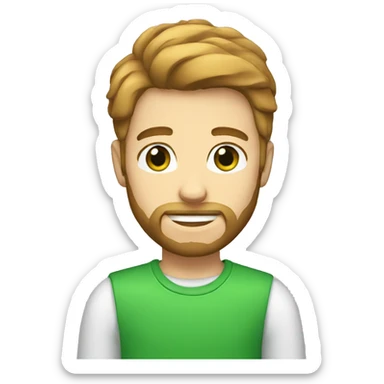 Guy with light brown hair and a beard green eyes sticker