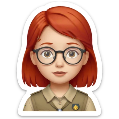 scout girl little with glassess and red hair sticker