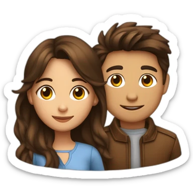 Une fille brune et un garçon brun qui sont amoureux sticker