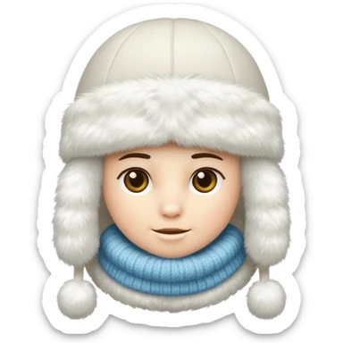 big fluffy fur winter hat sticker