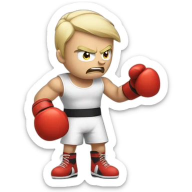 angry white fighter with boxing gloves sticker