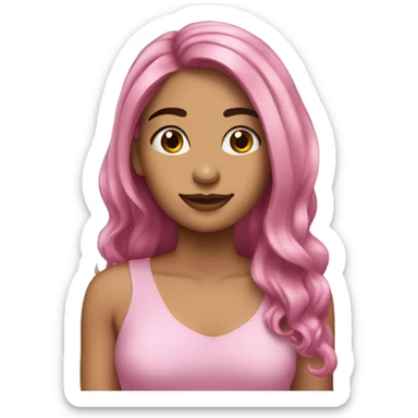 Lorena con cabello rosa  sticker