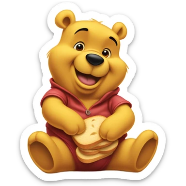 Winnie the pooh eating bread sticker