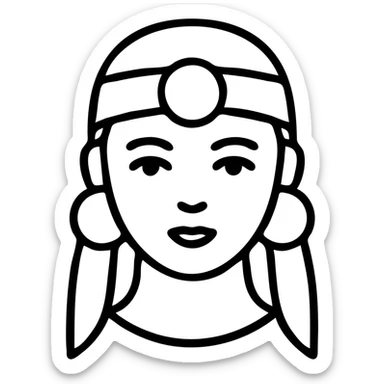 outlined icon of a gypsy woman, no fill, clean lines sticker