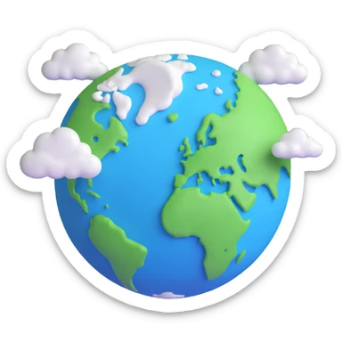 Earth from space, blue and green with clouds sticker