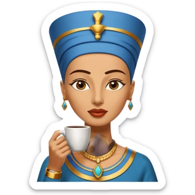 Nefertiti egypt woman drink coffee sticker