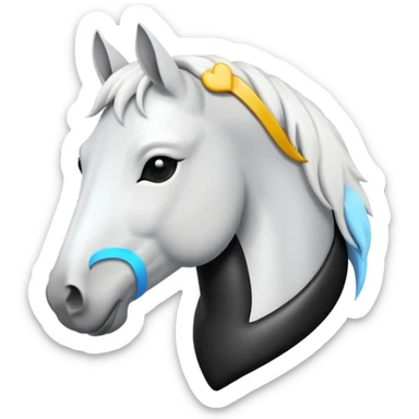 White Horse centered within a black heart emoji sticker
