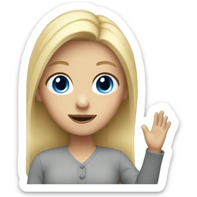 blonde girl blue eyes raising hand sticker