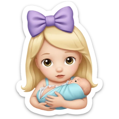 Newborn with a bow sticker