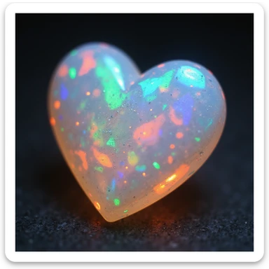 photorealistic opal heart with sparkles and iridescent reflections sticker