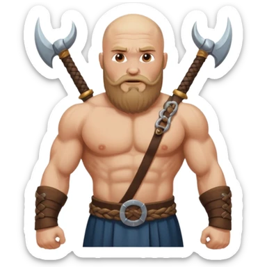 bearded Vikings with bald  with bulky body with Viking outfit sticker