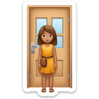 girl waiting at the closed door sticker