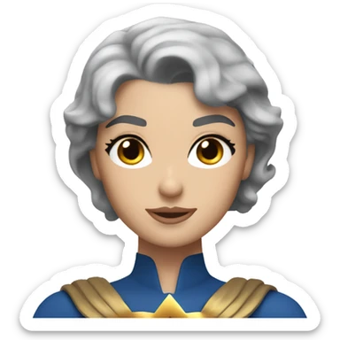 wonder Woman with short grey hair and blue eyes sticker