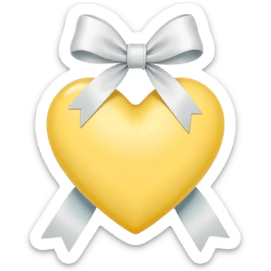 Pastel Yellow heart with a white ribbon sticker