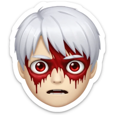 emoji de zumbi com cabelo emo do ken kaneki sticker