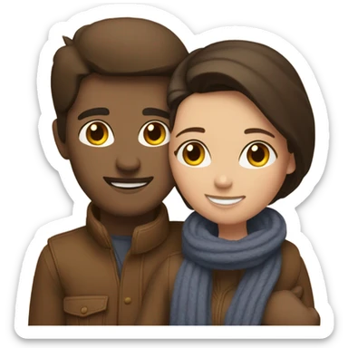 brunette couple hugging sticker