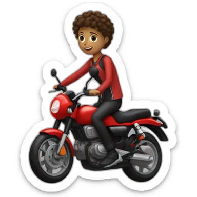 Adolescent de 14ans brun sur une moto rouge et noir sticker