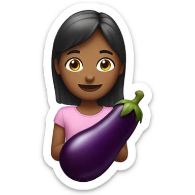 Girl with a eggplant sticker