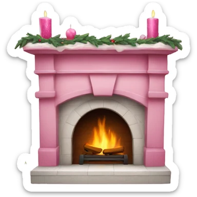 Pink fireplace Christmas  sticker