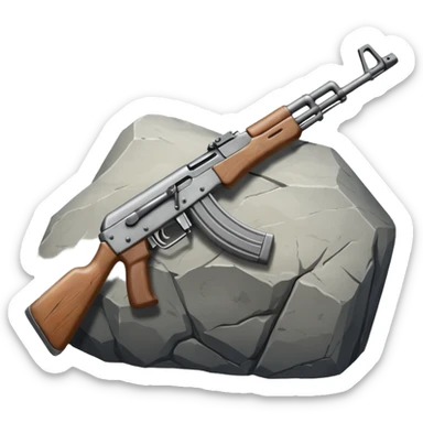 The rock with an ak-47 sticker