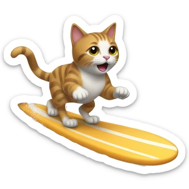 a cat surfing  sticker