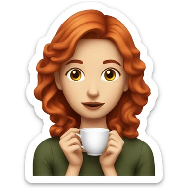 Girl sipping tea red hair sticker