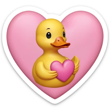 Yellow duck inside pink heart sticker