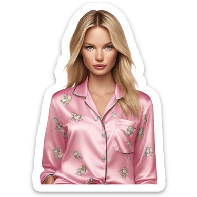 Photo of pale Victoria secret model in pyjamas  sticker