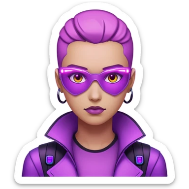 neutre gender neon cyberpunk light purple, I don't want you to use props, não utilizar óculos sticker