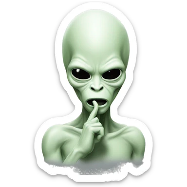 Alien head making silence sign sticker