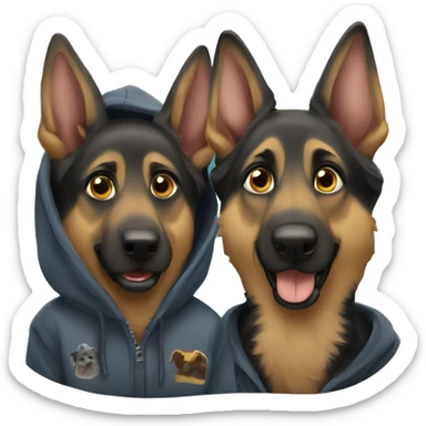 Two german shepherd dogs wearing hoodie sticker