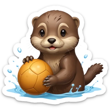 otter with ball and water sticker